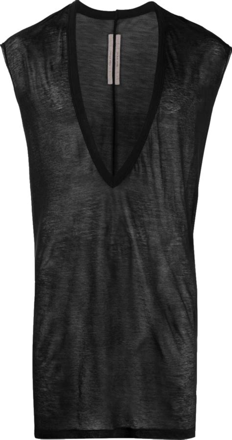 Rick Owens Black Deep V Sleeveless T Shirt Inc Style