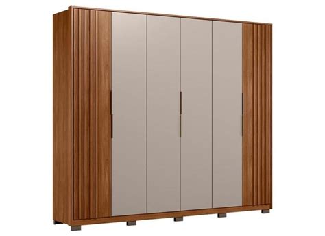 Guarda Roupa Casal Ripado Atrice Portas Nogueira Nude Prime TX