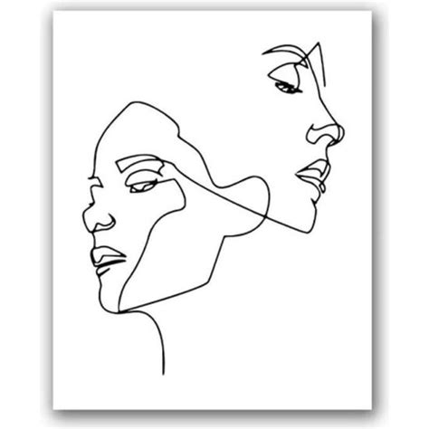 TABLEAU TOILE Femme Visages Ligne Peinture Abstraite Simple Ligne Art