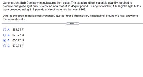 Solved Generic Light Bulb Company Manufactures Light Bulbs Chegg