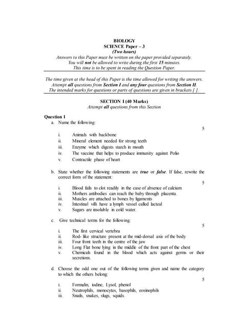 Icse 9th Biology Full Portion Paper Pdf