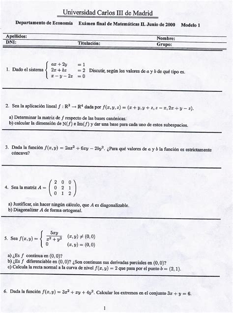 Jun 00 examen final Estadística II Studocu