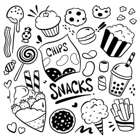 Premium Vector Cute Hand Drawn Snack Food Product Cartoon Illustration