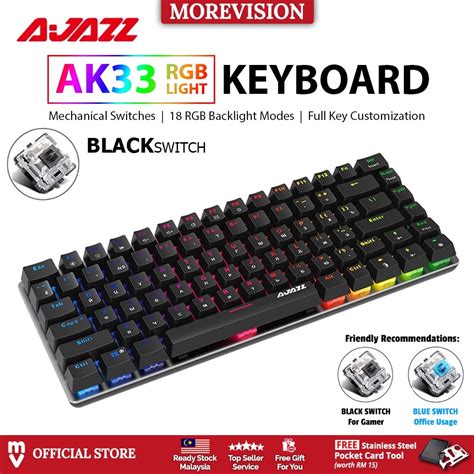 Ajazz AK33 RGB Keyboard 82 Keys Mechanical With Backlight Gaming Office