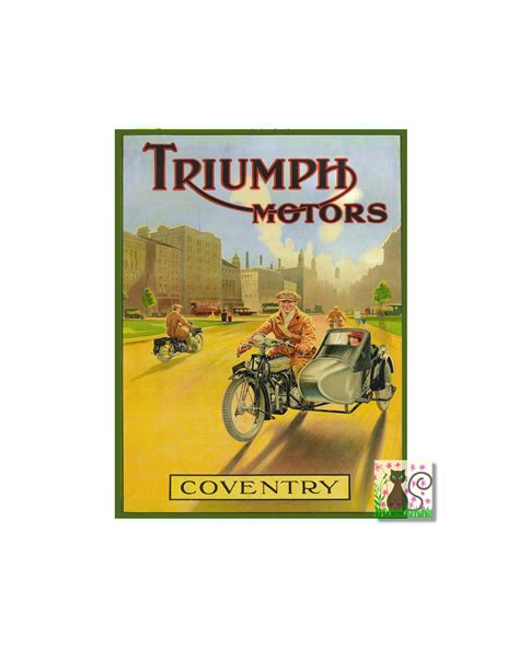 Vintage Triumph Motors Poster Print Triumph Coventry Motorcycle Pre