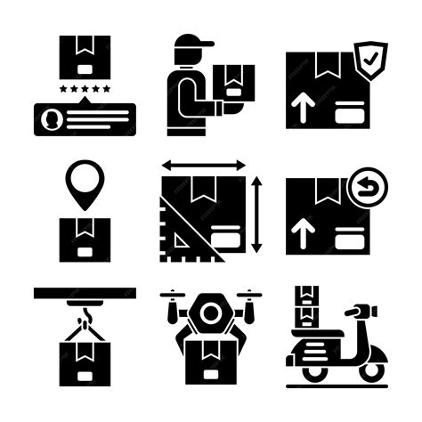 Iconos De Elementos Vectoriales De Glifos Logísticos Y De Entrega De