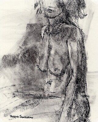 FEMALE NUDE FIGURE Original Charcoal Drawing Naked Woman Nude Home