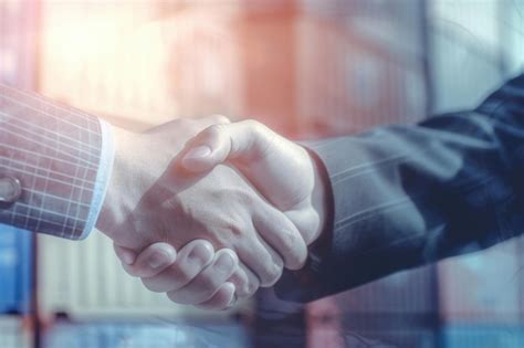 Premium Ai Image Double Exposure Of Business Man Handshake With