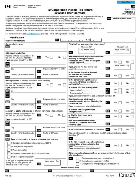 Form T2 Fill Out Sign Online And Download Fillable Pdf Canada