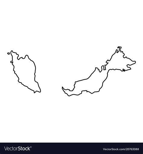 Malaysia Map Of Black Contour Curves Royalty Free Vector