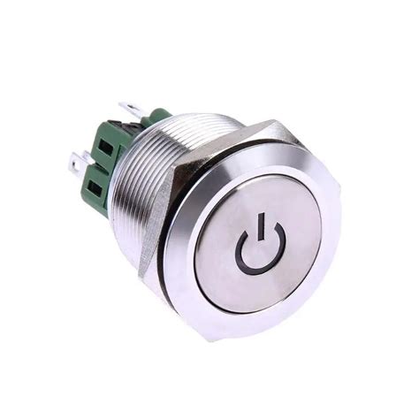 V Mm Waterproof Stainless Steel Blue Led Reset Push Button Switch