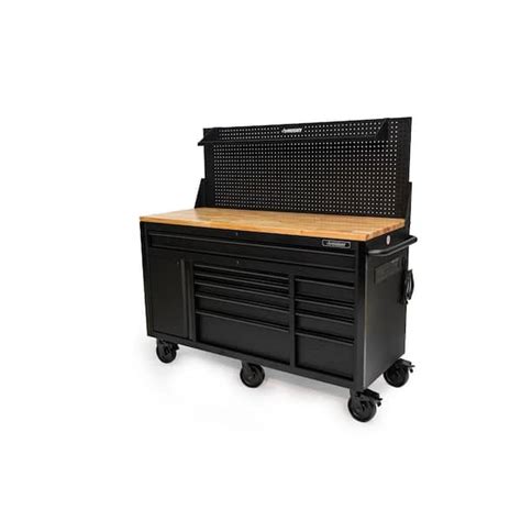 Husky 61 In W X 26 In D Heavy Duty 10 Drawer 1 Door Mobile Workbench