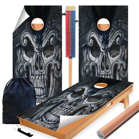 Large Creepy Skull Cornhole Boards Wraps Set Of 2 Backyardgamesusa