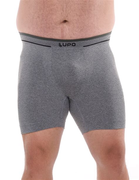 Cueca Boxer Plus Size Mescla Cinza Poliamida