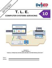 Grade Tle Css Ict Quarter Week Pdf T L E Computer Systems