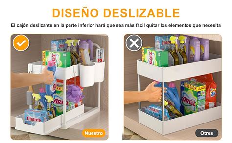 Organizador Bajo Fregadero Niveles Deslizable Organizador Cocina