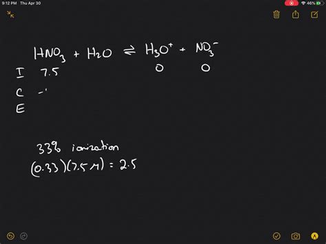 Solved Nitric Acid Hno Is A Strong Acid That Is Essentially