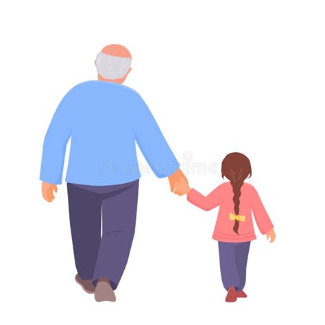 Grandfather Granddaughter Holding Hands Stock Illustrations 79