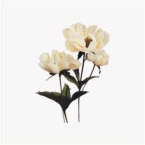 Beige Peony Flower Botanical Illustration Free Psd Rawpixel