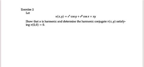 Solved Exezcise Lec X Y Cosy E Cosx Xy Show That U Is