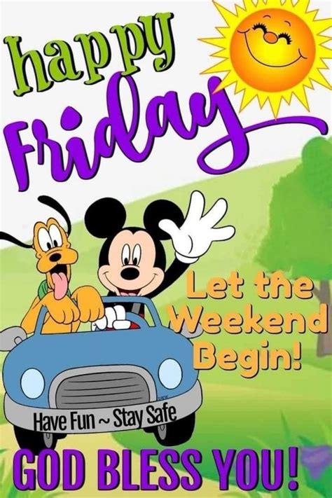 A Cartoon Character Driving A Car With The Words Happy Friday