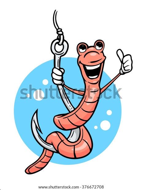 Cartoon Worm Giving Thumb On Hook Stock Vector Royalty Free