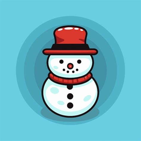 Premium Vector Cute Snowman Icon Vector