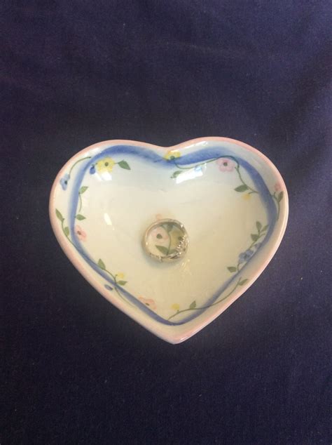 Vintage Heart Shaped Trinket Dish With Floral Border Etsy