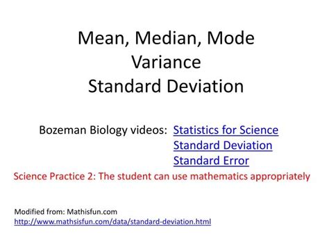 Ppt Mean Median Mode Variance Standard Deviation Powerpoint