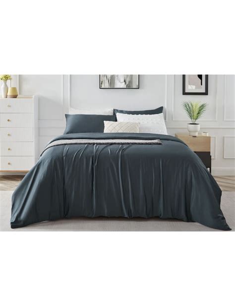 Nnekge Natural Bamboo Quilt Cover Set Indigo Queen Noni B