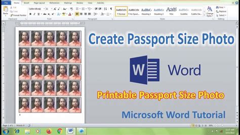 How To Create Passport Size Photo In Ms Word Microsoft Word Tutorial Youtube