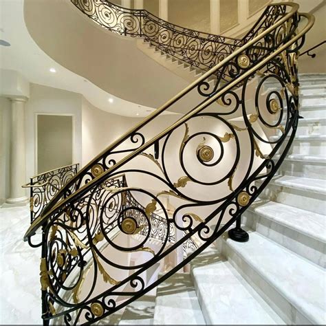 Villa Decorative Luxury Antique Stair Railing Indoor Wrought Iron Stair Railings China Front