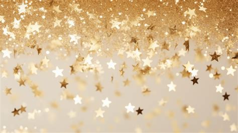 Glistening Gold Glitter Confetti Background With Shimmering Stars A