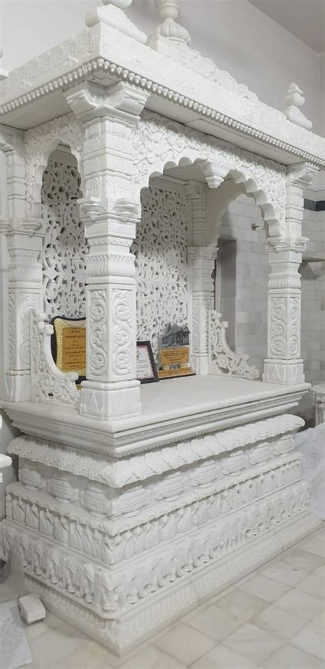 Carved Handmade White Makrana Marble Temple For Home Size Ft At