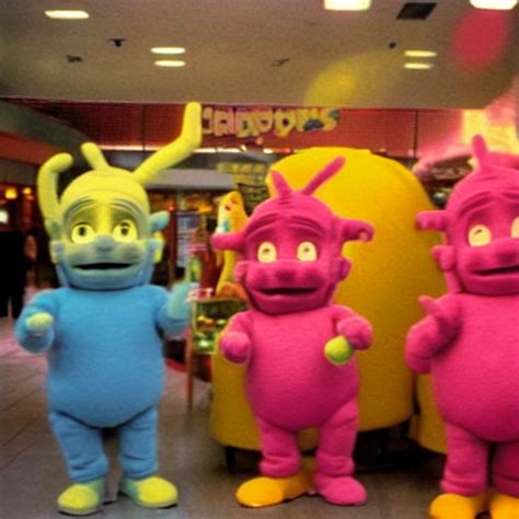 Krea Ai Arnold Schwarzenegger As A Teletubbies In The Food