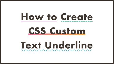 How To Create Css Custom Text Underline Youtube