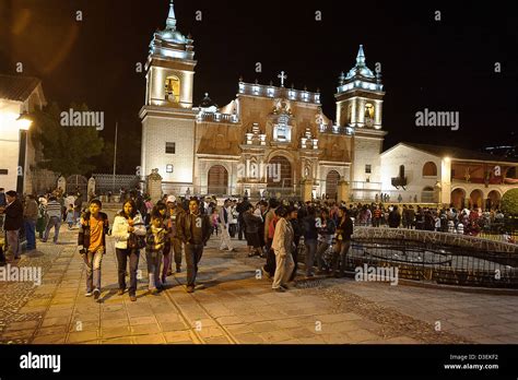 Peru, Ayacucho. Holy Week.The square of Ayacucho (and cathedral) in the evening Stock Photo - Alamy