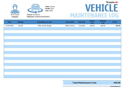 43 Printable Vehicle Maintenance Log Templates ᐅ, 49% OFF