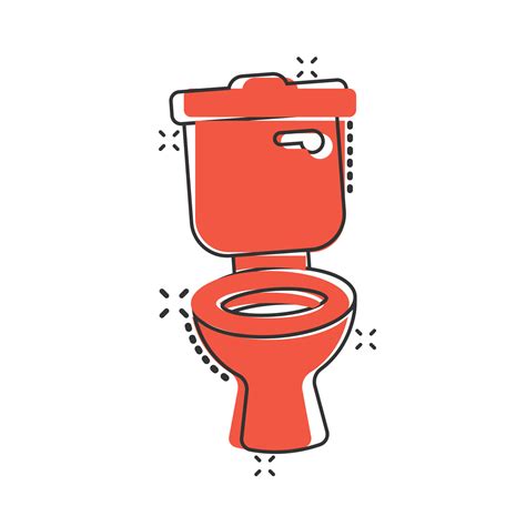 Toilet Bowl Icon In Comic Style Hygiene Cartoon Vector Illustration On