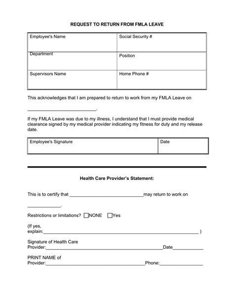 Fmla Request Form Template