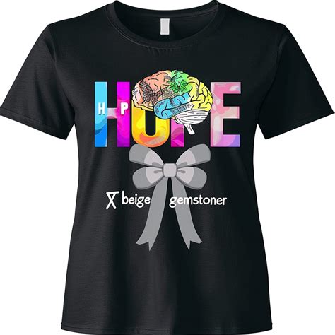 Hope Butterfly Brain Awareness Black T Shirt With Gray Ribbon Design