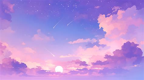 Purple Sky Aesthetic Light Desktop Wallpaper - Download in 4K