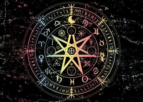 Símbolo De Wiccan De La Protección Runas Azules De Mandala Witches