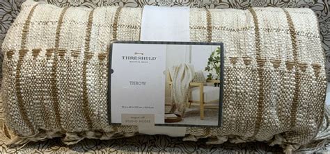 🏘 threshold Woven Cotton Textured Loop Throw Blanket Neutral/Cream👌🆕️ ...