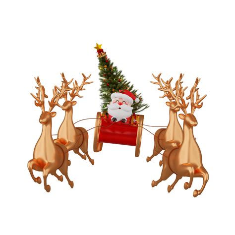 Free Santa Claus En Trineo Con Renos Aislado 3d Render 11704223 PNG