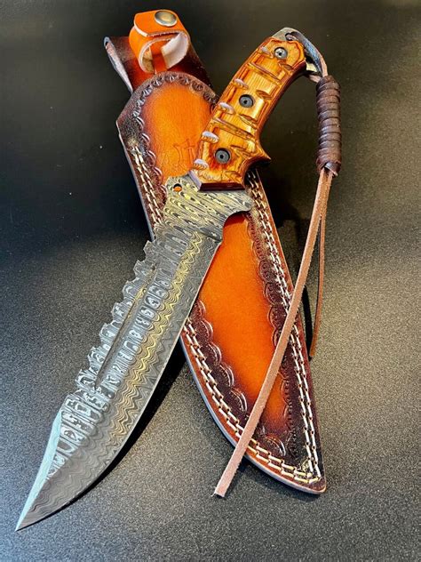 Custom Handmade Damascus Steel Fighter Bowie Knife With Exotic Wood Ha Kbs Knives Store