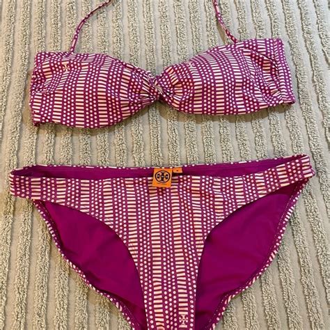 Tory Burch Swim Tory Burch Pink And White Bikini Set Poshmark