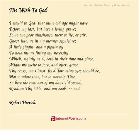 His Wish To God Poem By Robert Herrick