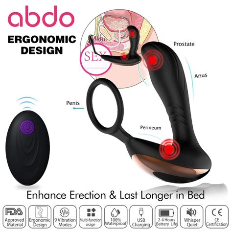 Abdo Male Prostate Massage Vibrator Anal Plug Silicone Waterproof