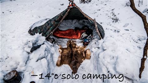 雪中ソロタープ泊【雪中タープ泊】 14°c Solo Winter Camping Youtube